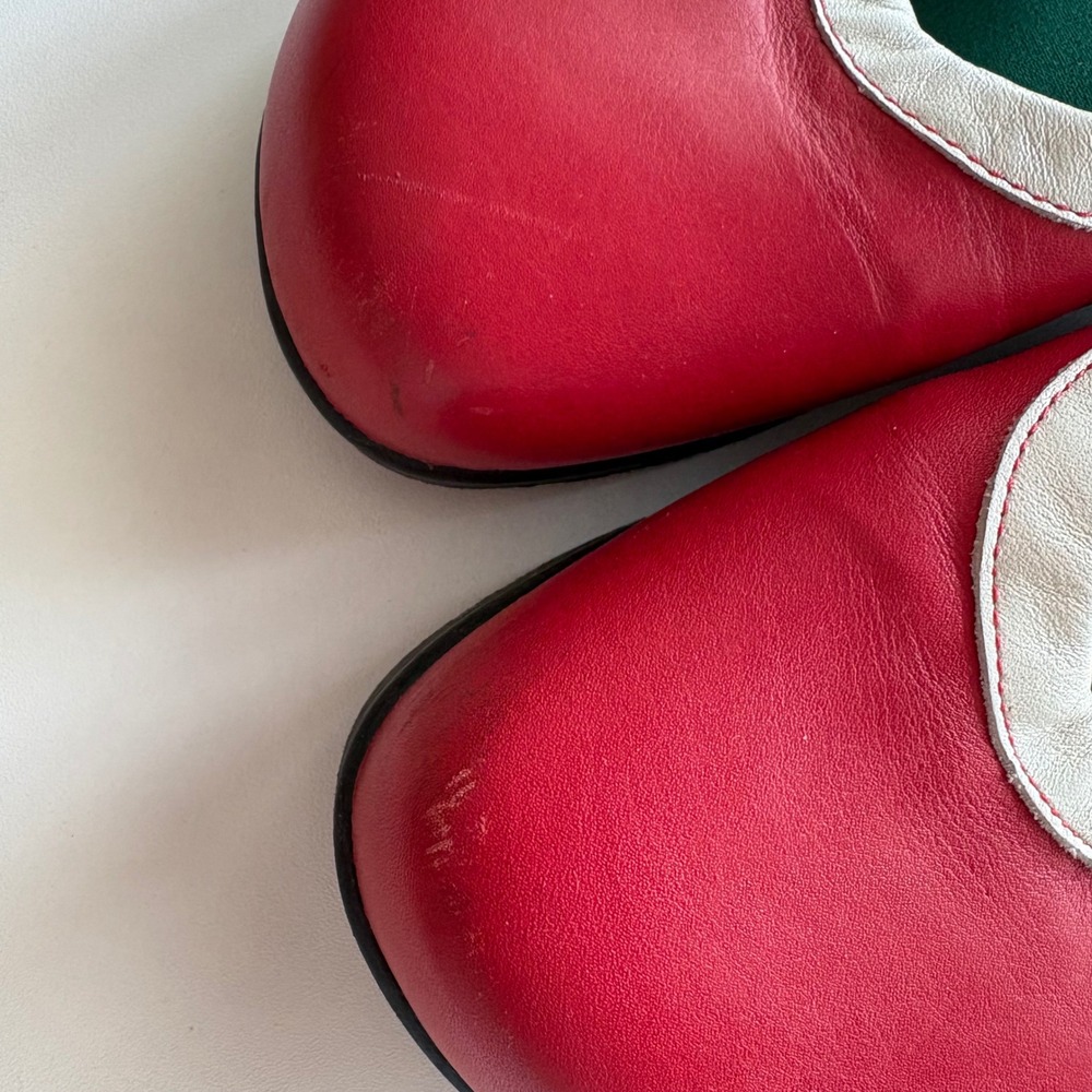 Footprints Birkenstock Mary Jane Women Size 36 Red Leather Cream Trim Buckle - Picture 2 of 13